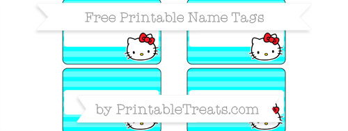 Free Aqua Blue Horizontal Striped Hello Kitty Name Tags — Printable ...