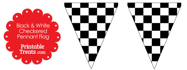 Black and White Checkered Pennant Banner Flag