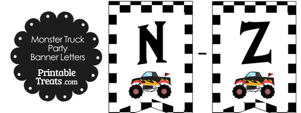 Black Monster Truck Banner Letters N-