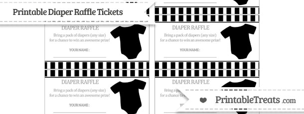 free black striped baby onesie diaper raffle tickets printable