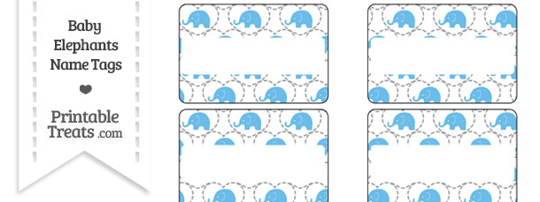 Blue Baby Elephants Name Tags — Printable Treats.com