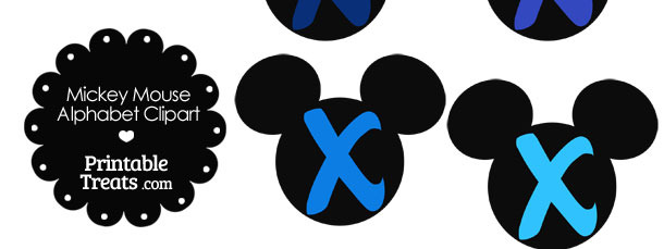 Blue Mickey Mouse Head Letter X Clipart