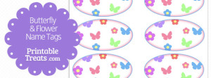 Butterfly and Flower Name Tags — Printable Treats.com