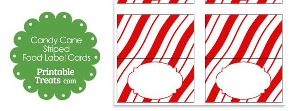 Candy Cane Stripes Food Label Cards — Printable Treats.com
