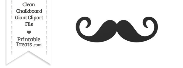 Clean Chalkboard Giant Curly Moustache Clipart Printable Treats
