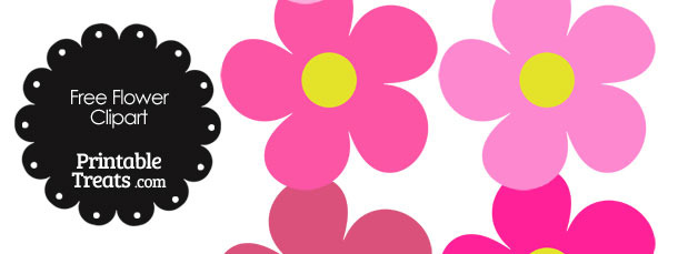 Cute Flower Clipart in Shades of Pink