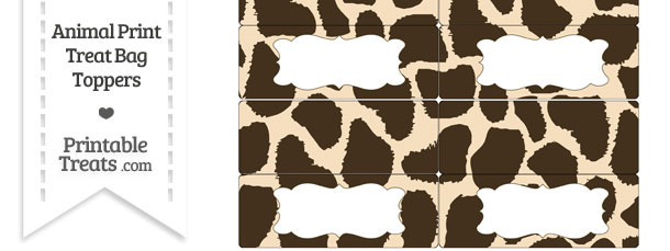 Giraffe Print Treat Bag Toppers
