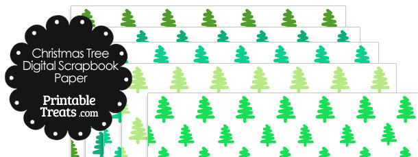 Green Christmas Tree Digital Scrapbook Paper