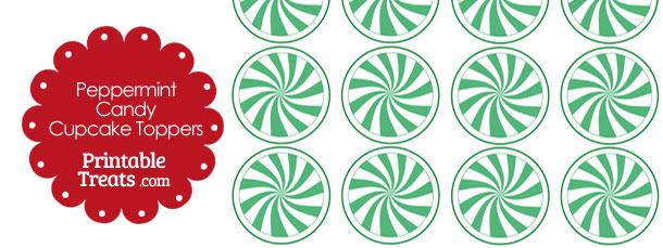 Green Peppermint Candy Cupcake Toppers