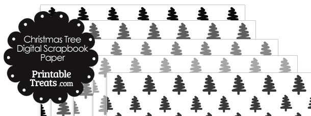 Grey Christmas Tree Digital Scrapbook Paper