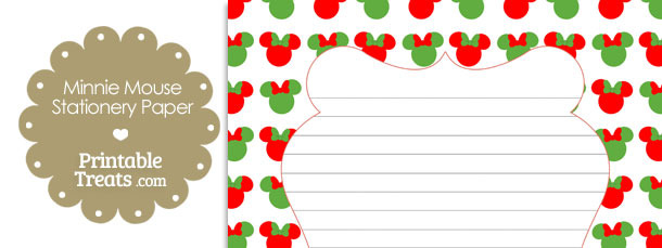 Minnie Mouse Christmas Stationery Paper