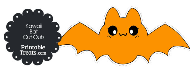 Printable Orange Kawaii Bat Cut Outs