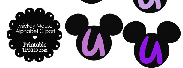Purple Mickey Mouse Head Letter U