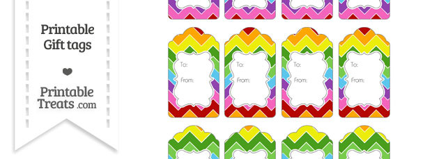 rainbow chevron gift tags printable treats com