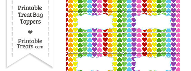 Rainbow Hearts Treat Bag Toppers