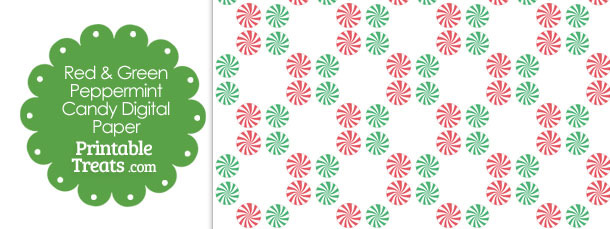 Red and Green Peppermint Candy Digital Scrapbook Paper