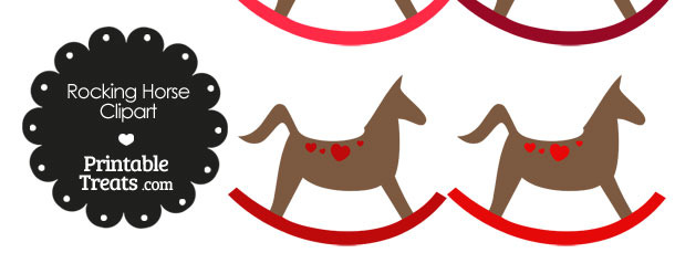 Rocking Horse Clipart with Red Hearts