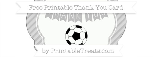 Silver Diagonal Striped Soccer Thank You Card — Printable Treats.com