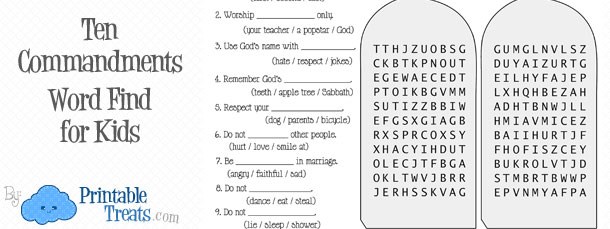 Ten commandments free printable