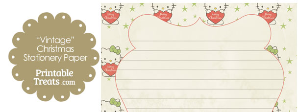 Vintage Christmas Hello Kitty Stationery Paper — Printable Treats.com