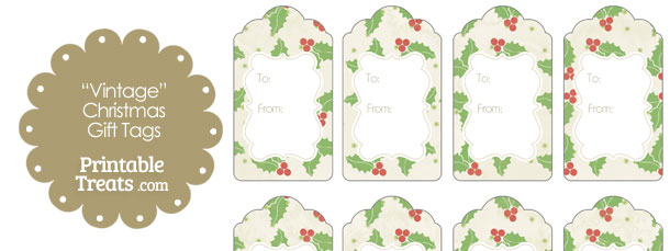 Holly Christmas Gift Tags Printable