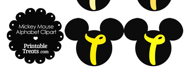 Yellow Mickey Mouse Head Letter T Clipart