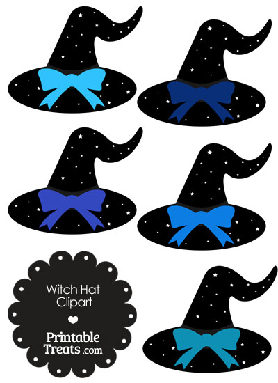 Blue Witch Hat Clipart with Large Bow from PrintableTreats.com