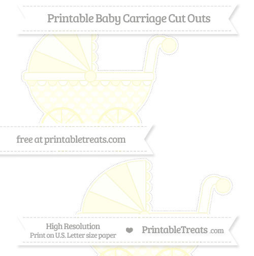 Cream Heart Pattern Large Baby Carriage Cut Outs Printable Treats