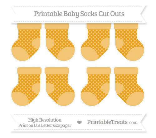 Marigold Dotted Pattern Small Baby Socks Cut Outs — Printable Treats.com