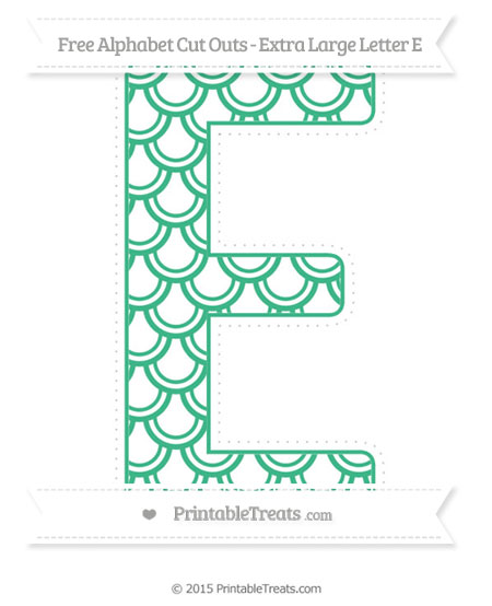 free mint green fish scale pattern extra large capital letter e cut letter e cut out