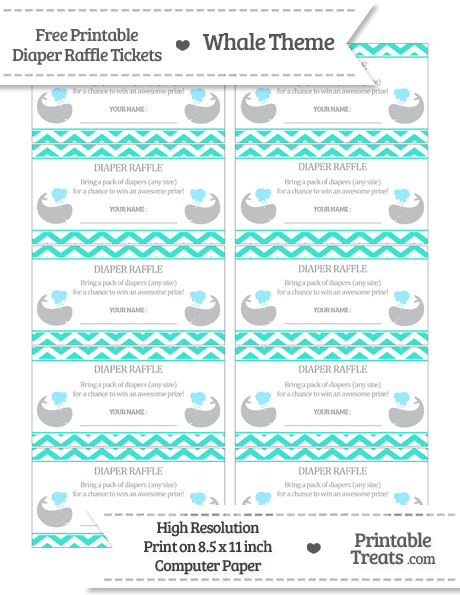 Absolutely free Turquoise Chevron Whale Diaper Raffle Tickets graphic regarding Diaper Raffle Free Printable identified as Totally free Turquoise Chevron Whale Diaper Raffle Tickets