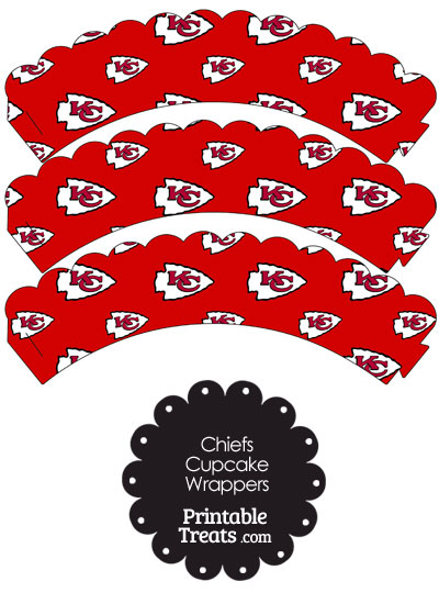 Kansas City Chiefs Logo Scalloped Cupcake Wrappers from PrintableTreats.com
