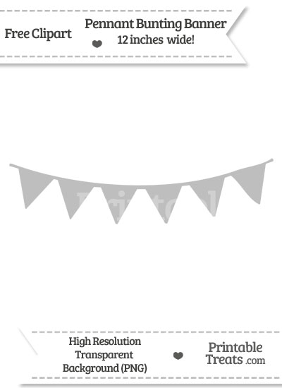 Pastel Light Grey Pennant Bunting Banner Clipart Printable