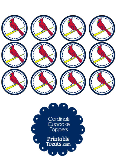 Printable Cardinals Baseball Logo Cupcake Toppers from PrintableTreats.com
