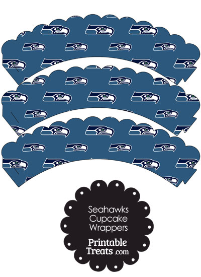 Seattle Seahawks Logo Scalloped Cupcake Wrappers from PrintableTreats.com