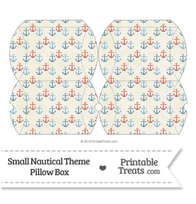 Small Vintage Red and Blue Anchors Pillow Box from PrintableTreats.com