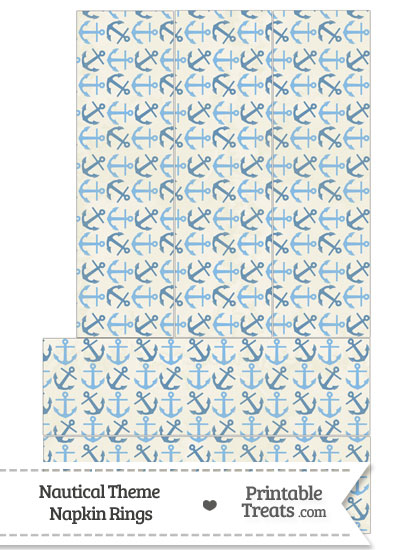 Vintage Blue Anchors Napkin Rings from PrintableTreats.com
