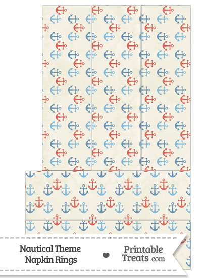 Vintage Red and Blue Anchors Napkin Rings from PrintableTreats.com