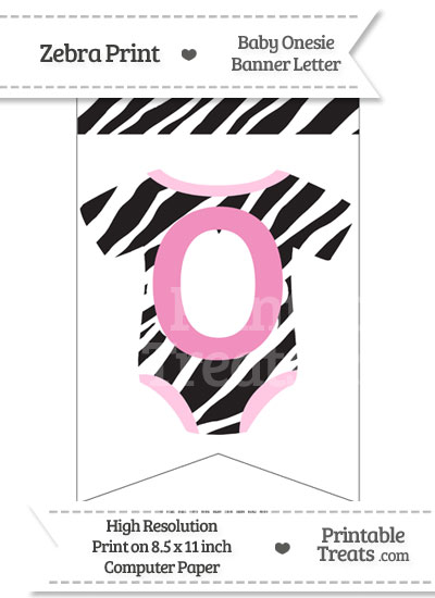 Zebra Print Baby Onesie Bunting Banner Letter O from PrintableTreats.com