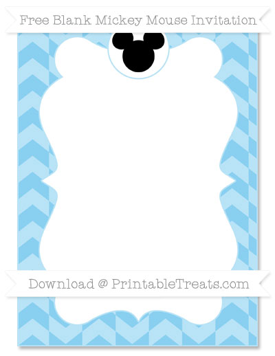 free baby blue herringbone pattern blank mickey mouse invitation blank mickey mouse invitations