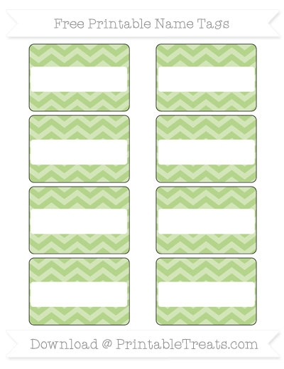 Free Pastel Light Green Chevron Simple Name Tags — Printable Treats.com