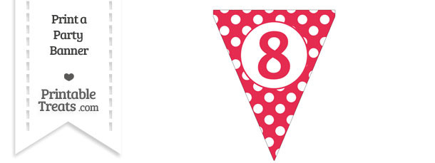 Amaranth Pink Polka Dot Pennant Flag Number 8 — Printable Treats.com
