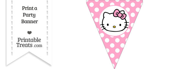 carnation pink polka dot pennant flag with hello kitty printable
