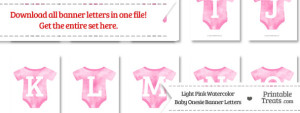 Light Pink Watercolor Baby Onesie Shaped Banner Letters Download ...