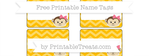 free amber chevron girl monkey name tags printable treatscom