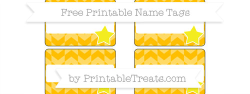 Free Amber Herringbone Pattern Star Name Tags — Printable Treats.com