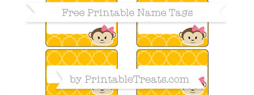 free amber quatrefoil pattern girl monkey name tags printable treatscom