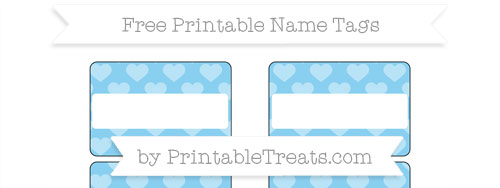 Free Baby Blue Heart Pattern Simple Name Tags — Printable Treats.com