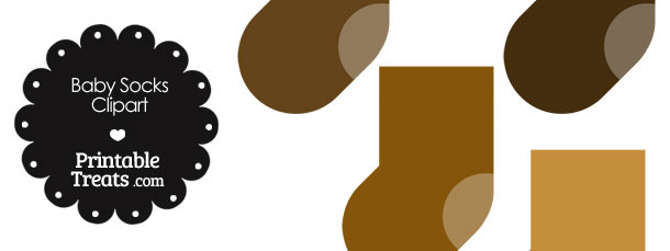 Baby Socks Clipart in Shades of Brown