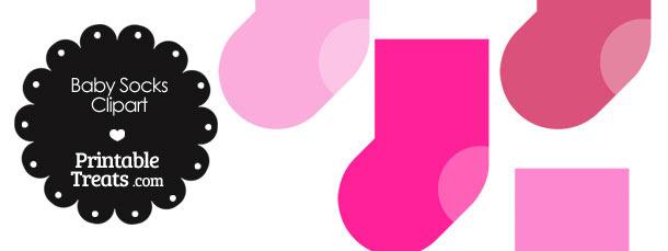 Baby Socks Clipart in Shades of Pink